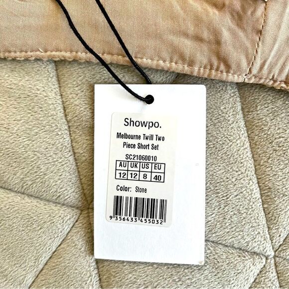 NEW Showpo. Melbourne Twill Tailored V Neckline Crop Top Bra in Stone Size US 8 - Picture 8 of 10